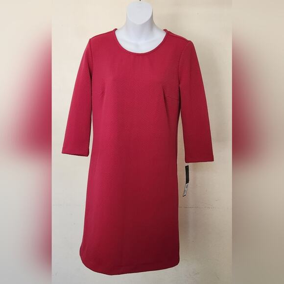 DAISY FUENTES Fuchsia Textured Shift Dress Size S - Picture 3 of 11